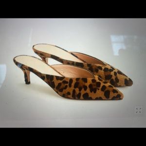 J.Crew  new Sophia calf hair leopard slides size 9
